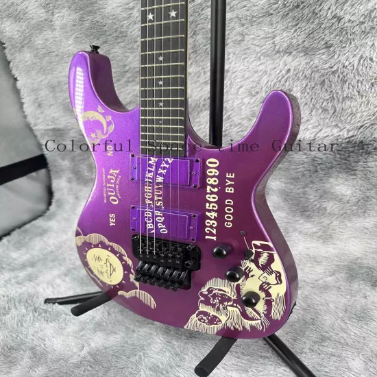 ST Purple Ouija Custom Solid Body Electric Guitar Basswood Body Black Part