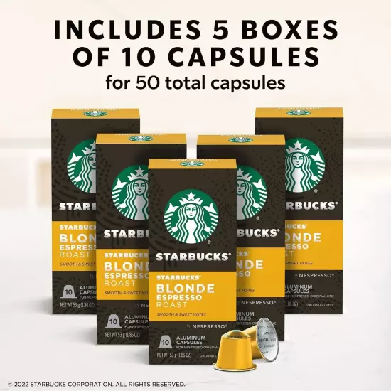 Starbucks by Nespresso Blonde Roast Espresso - 100 Capsules- 10 boxes