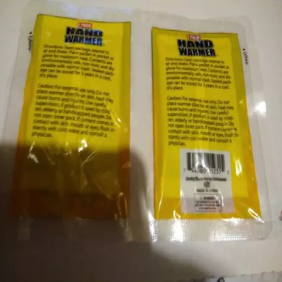 2 pack hand warmers set of TWELVE heat lasts up to 8 hours