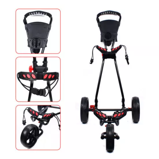 3 Wheel Push Pull Golf Trolley Outdoor Club Cart Foldable Scoreboard Bag Holder