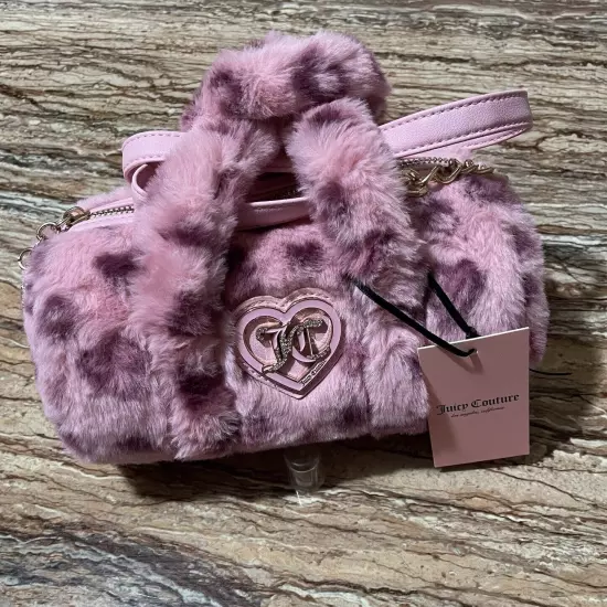 Juicy Couture Bag Preppy Cozy Pink Leopard Print Mini Barrel Crossbody Bag