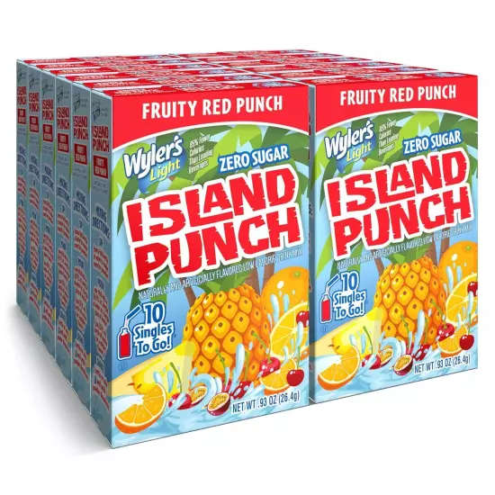 Wyler’s Light Island Punch Singles To Go, Legendary Berry, 10-Count per Box (12 