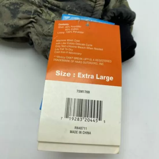 NEW! Men’s Bushmaster Mossy Oak Camo Hunting Gloves Waterproof Size XL W/Tags