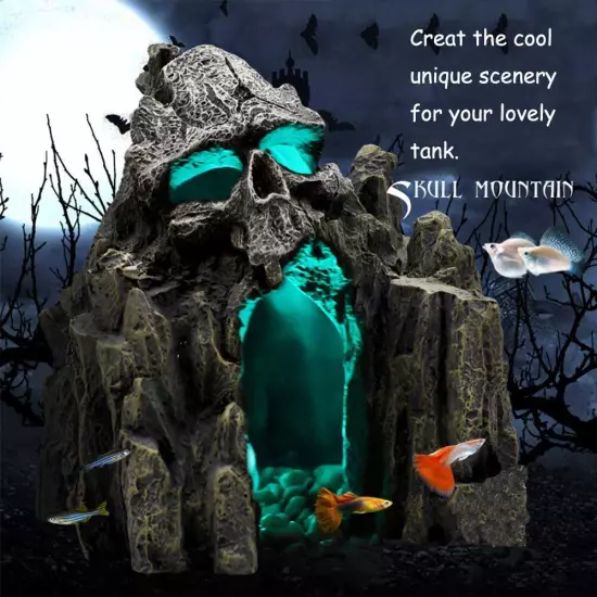 Skull Mountain Aquarium Ornament Fish Tank Decorations Small Terrain Scenery ...