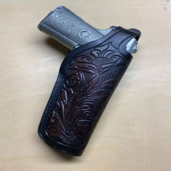 Right hand straight draw leather holster for colt 1911 5" and clones