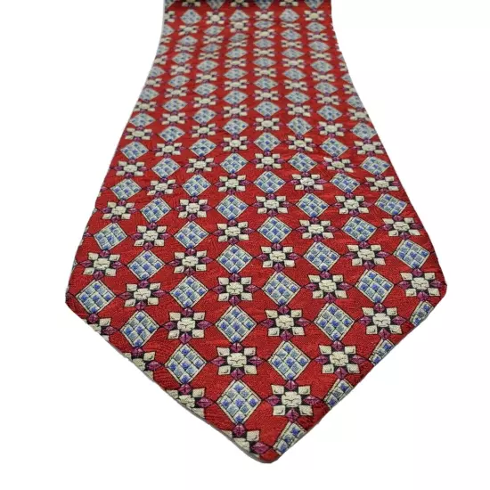 Vintage Valentino Cravatte 100% Silk Handmade Geometric Tie 80's Made In Italy 