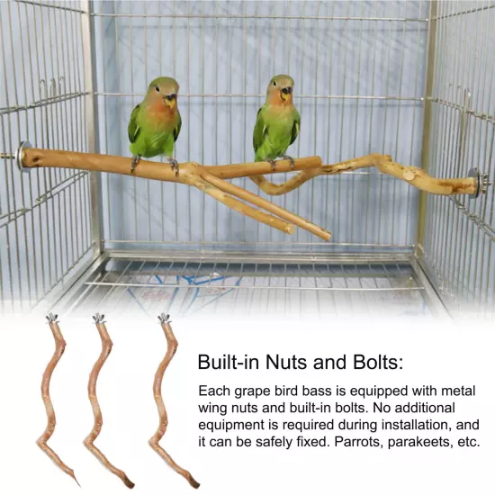 1-3Pcs Bird Perch for Cage Bird Stand Toy Set Natural Wooden Parrot Stand Branch