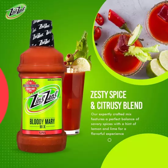 Zing Zang Bloody Mary Mix 1.75L Pack of 3 Zesty and Spicy Premium Blend