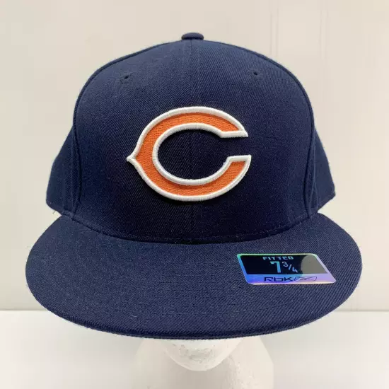 Chicago Bears Wool Hat Men's Size 7 3/4 Reebok Fitted Blue NFL Team Apparel Cap