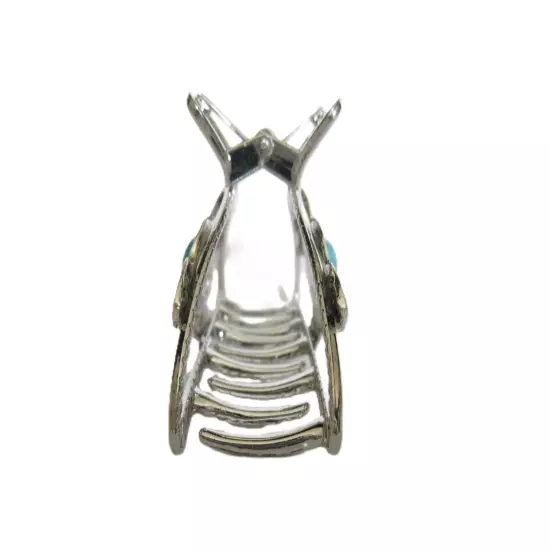 Hair claw clip turquoise blue silver western design metal native tribal