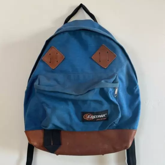 Vintage EASTPAK Small Day Pack Backpack / Canvas + Leather Trim MADE IN USA