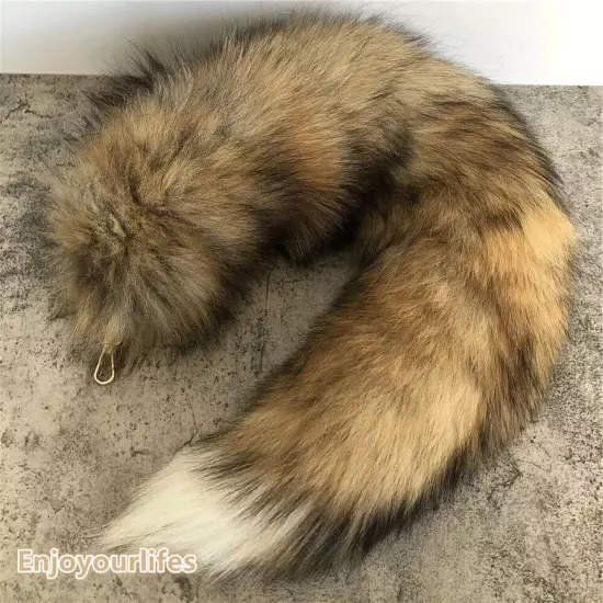 70cm/27.5" Long Real Fox Fur Tail Keychain Adult Games Furry Cosplay Toy Pendant