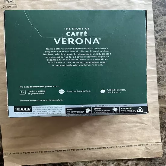 Starbucks Dark Roast K-Cup Coffee Pods Caffè Verona for Keurig Brewers 011081241