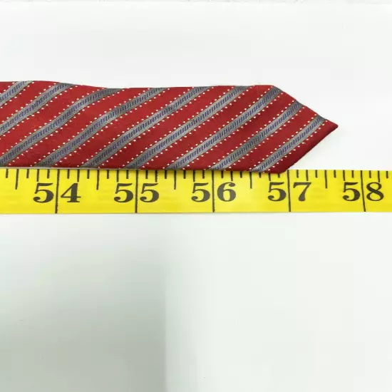 Apt. 9 Red Silver Striped Regimental Repp Silk Tie 3.8" x 57"