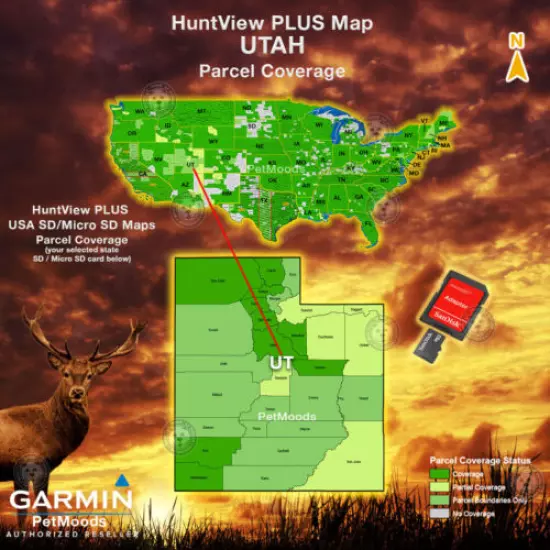 Garmin HuntView PLUS Map UTAH - MicroSD Birdseye Satellite Imagery 24K Hunt View