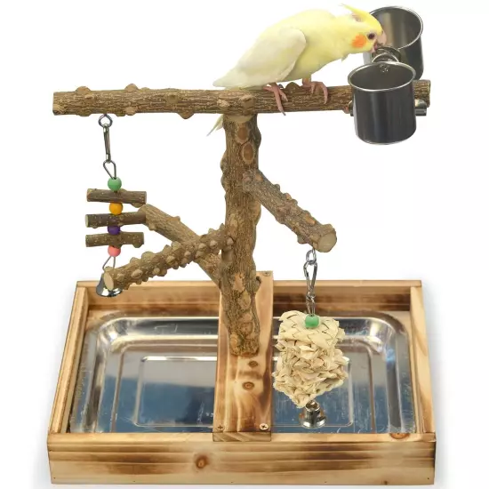 Natural Wood Bird Toys Playground, Bird Cage Accessories, Bird Perches, with ...