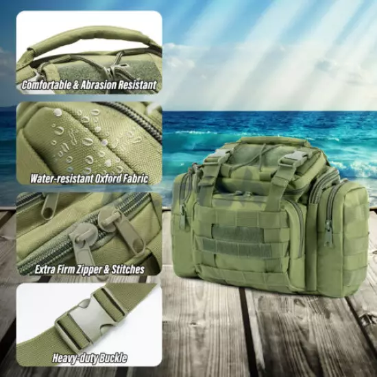 Fishing Tackle Bag Waist Shoulder Tactical Pack 900D Green Water Resistant