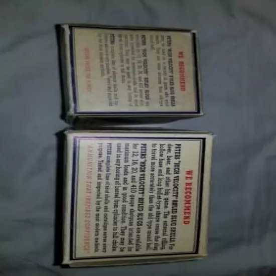 2 Peters High Velocity Shotgun Rifle Slug boxs & Western slug box