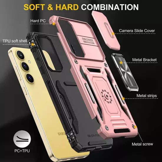 Armor Rugged Case Slide Camera Cover For Samsung Galaxy S24 S23 Ultra S22 S21