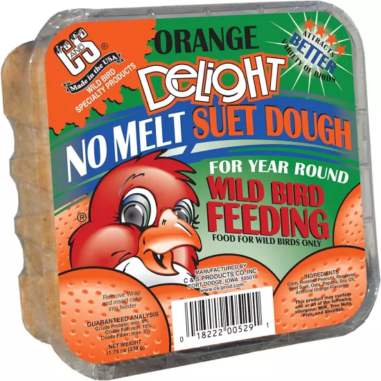 Orange Delight No Melt Suet Dough 11.75 Ounces, 12 Pack