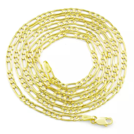 14K Yellow Gold 2mm-7.5mm Figaro Link Chain Necklace Bracelet Men Women 7"- 30"