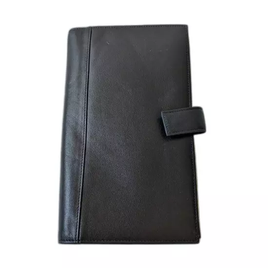 Tumi black leather travel wallet, passport cover and card organizer 9 x 5 inches