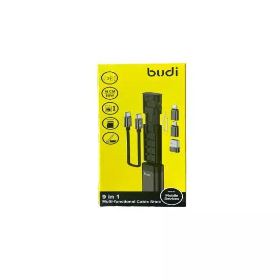 Budi 9-in-1 Essential Travel Charging & Data Sync Cable Stick - Black