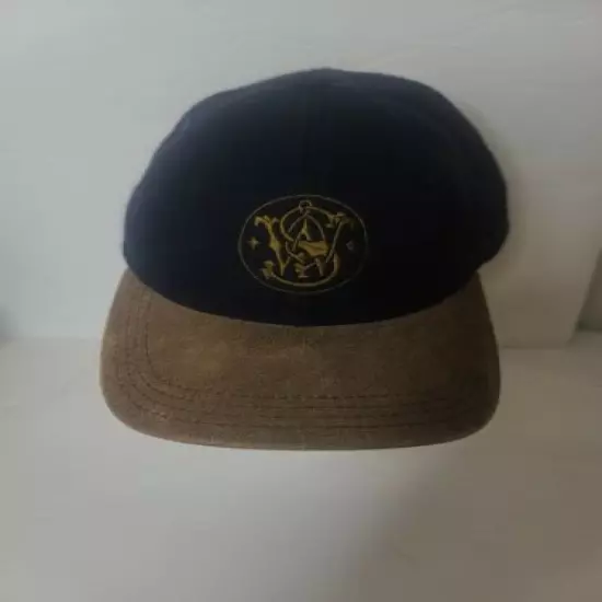 Smith & Wesson Blue Wool Hat Tan Leather Brim