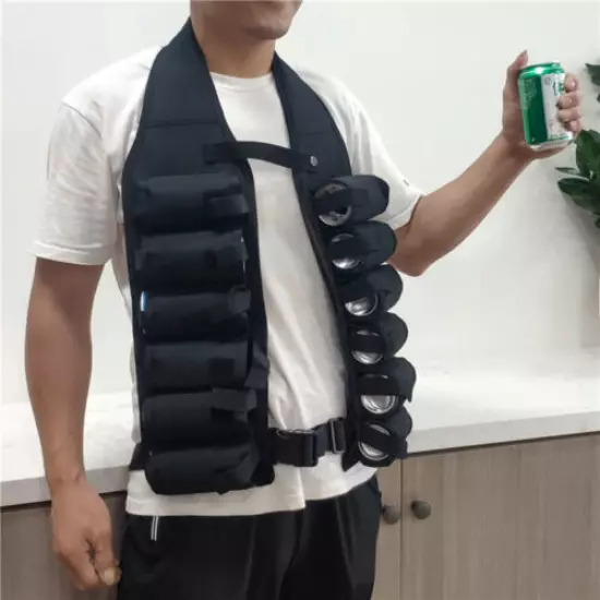 Can Holster Vest Portable Beer Shoulder Belt BBQ Party Beverage Carry NEW