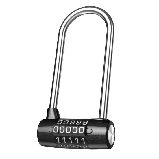 5 Digit Combination Padlock, Lengthened Combination Lock, Long Shackle Gym Lo...