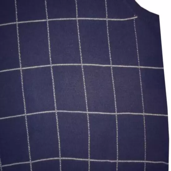 DAMAGED RALPH LAUREN POLO GOLF NAVY WINDOWPANE CTN SILK CASHMERE SWEATER VEST XL