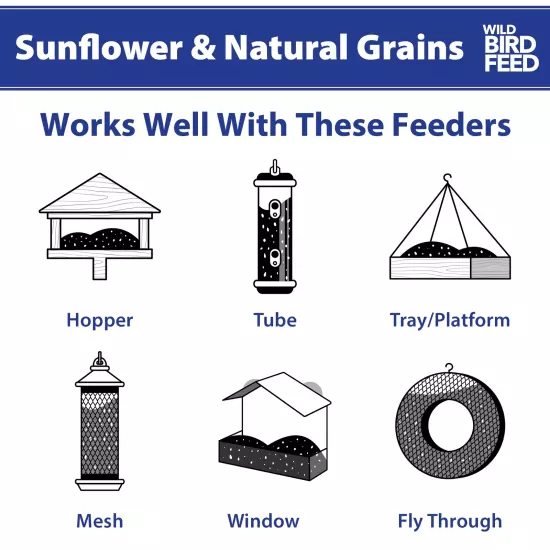 Sunflower & Grains Wild Bird Feed, Dry, 1 Count per Pack, 5 Lb. Bag