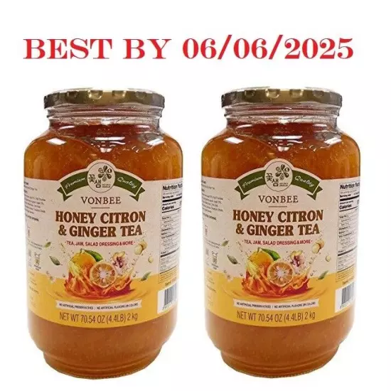 2-Pack VONBEE HONEY CITRON & GINGER TEA 4.4 Lb Each