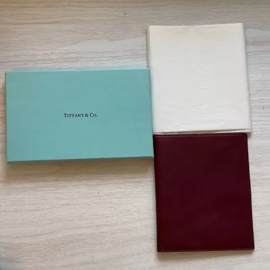 Tiffany & Co France Passport Holder Burgundy Leather Brand New w/ Box and Tissue