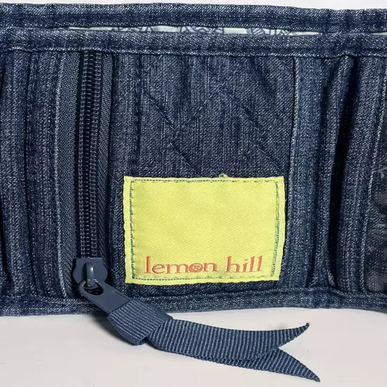 Lemon Hill Tri-Fold Wallet Quilted Chambray Denim Folding Pockets Credit Card