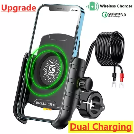 Motorcycle Phone Holder Wireless Charger Moto Motorbike Mirror Mobile Stand Supp