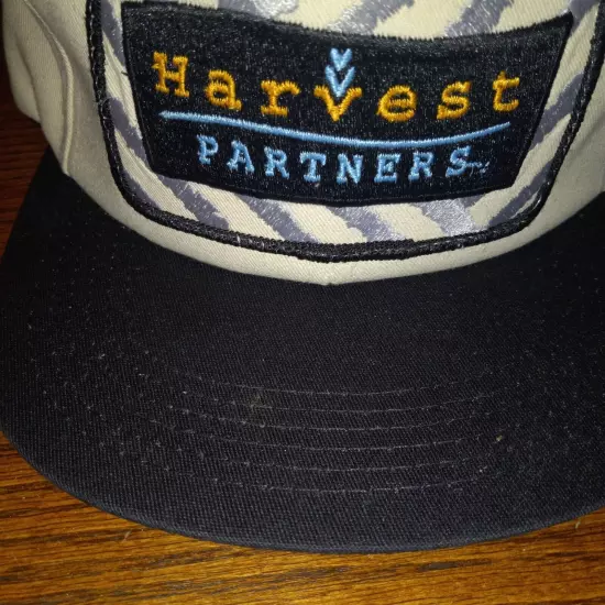 Vintage Harvest Partners Farmer Cap Hat Trucker White Blue Adjustable