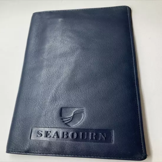 Seabourn Cruise Leather Travel Wallet Navy Passport Document Zipper Card Slot