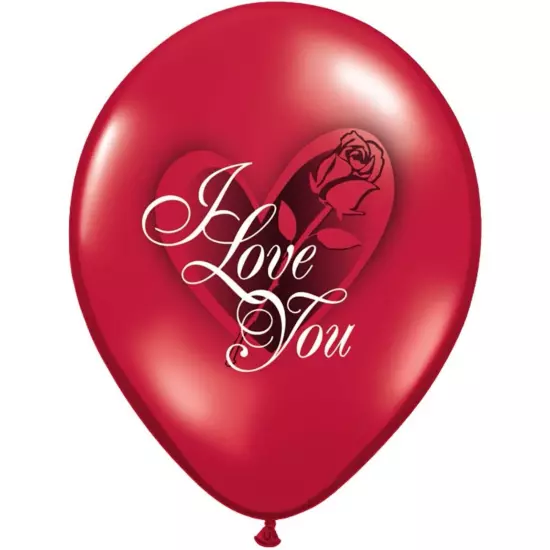 Qualatex I Love You Red Rose Round Latex Balloons