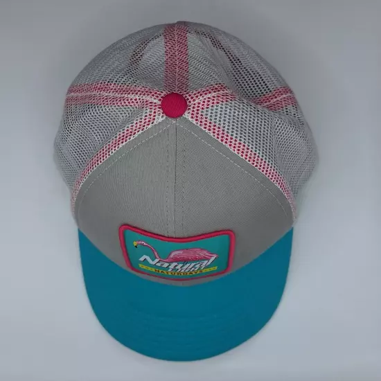 NATURAL NATTY LIGHT Pink/Teal NATURDAYS FLAMINGO TRUCKER HAT Baseball Cap NWOT