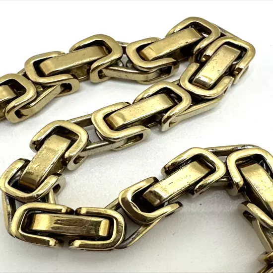 INOX Stainless Steel Byzantine Chain Bracelet Gold Tone Men & Women 8 1/4"