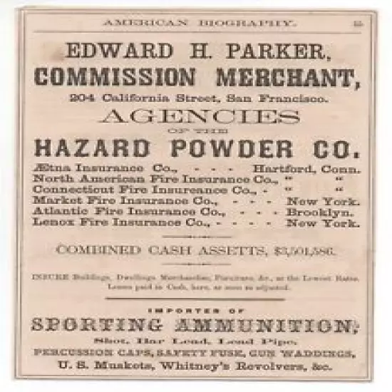 1870s Advertisement Hazard Powder Co Agent San Francisco Whitney's Revolvers