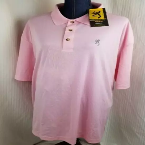 NEW w/Tags Browning BRI4011403 Mens Performance S/S Polo Shirt XXL Light Pink