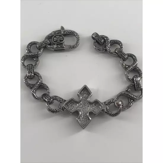 TYHAPA European and American Punk Steel Bracelet Retro Cross Pattern Men’s