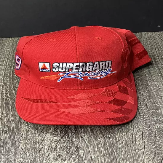 Vintage Citgo Supergard Racing Trucker Snapback Hat Cap Red Checkered #99