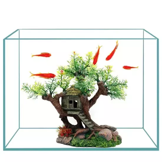 Aquarium Ornament Tree House Hiding Fish Cave For Fish Tank