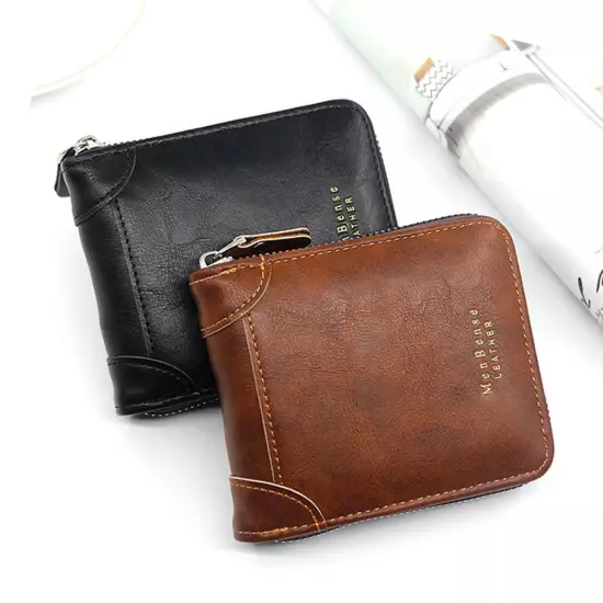 New Men's Wallet Fashion Large Capacity Vintage Men's Zip Money Clip^