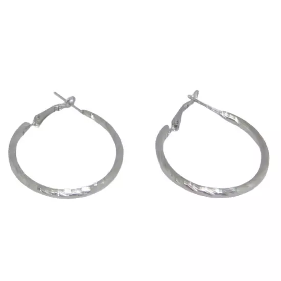 Vintage Style Hoops Earrings Textured Silver Tone Hinged Fashion Style 1…