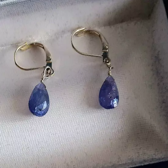 Amethyst Faceted Briolette Leverback Earrings. L 3/8” x W .25”