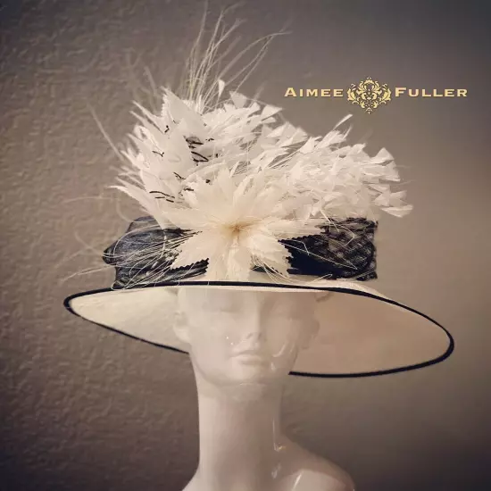 Aimee Fuller Black White Kentucky Derby Hat Big Del Mar Races Royal Ascot Hat